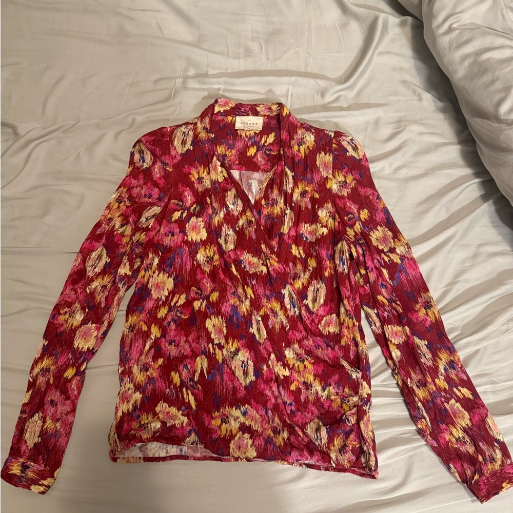Sezane Abélia Blouse Mottled Floral Print - Size 2